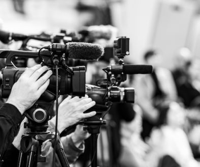 Cameras at a Press Conference, Green Energy Public Media Event