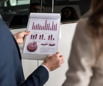 Car Salesman Holding Graphs