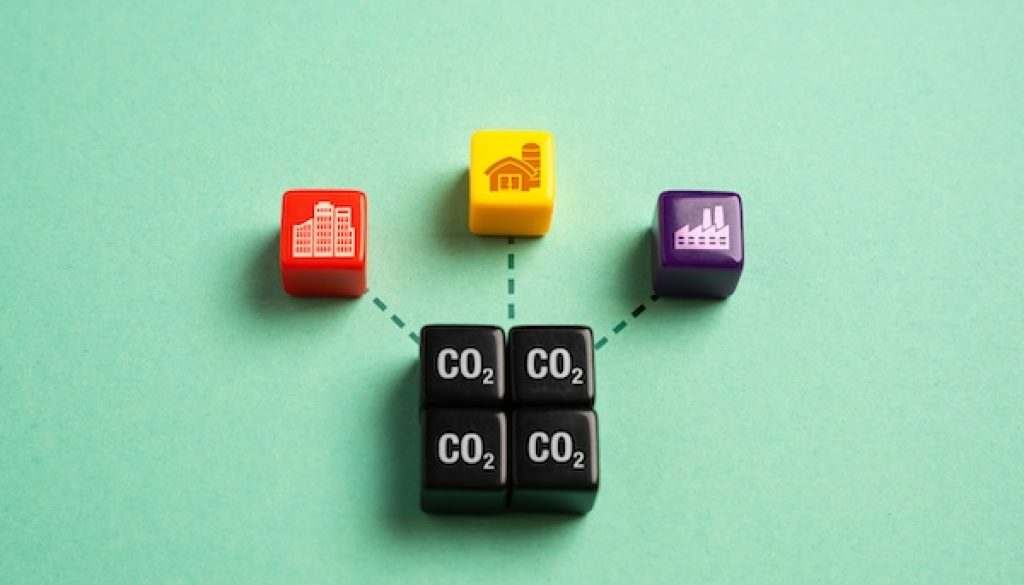 The impact of humans and industry on CO2 and greenhouse gas emissions. Accumulation of carbon dioxide. Carbon footprint. Ecology and human impact.